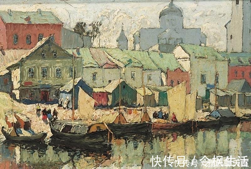 油画$俄罗斯印象派画家，康斯坦丁诺维奇加勒巴多夫，油画作品欣赏