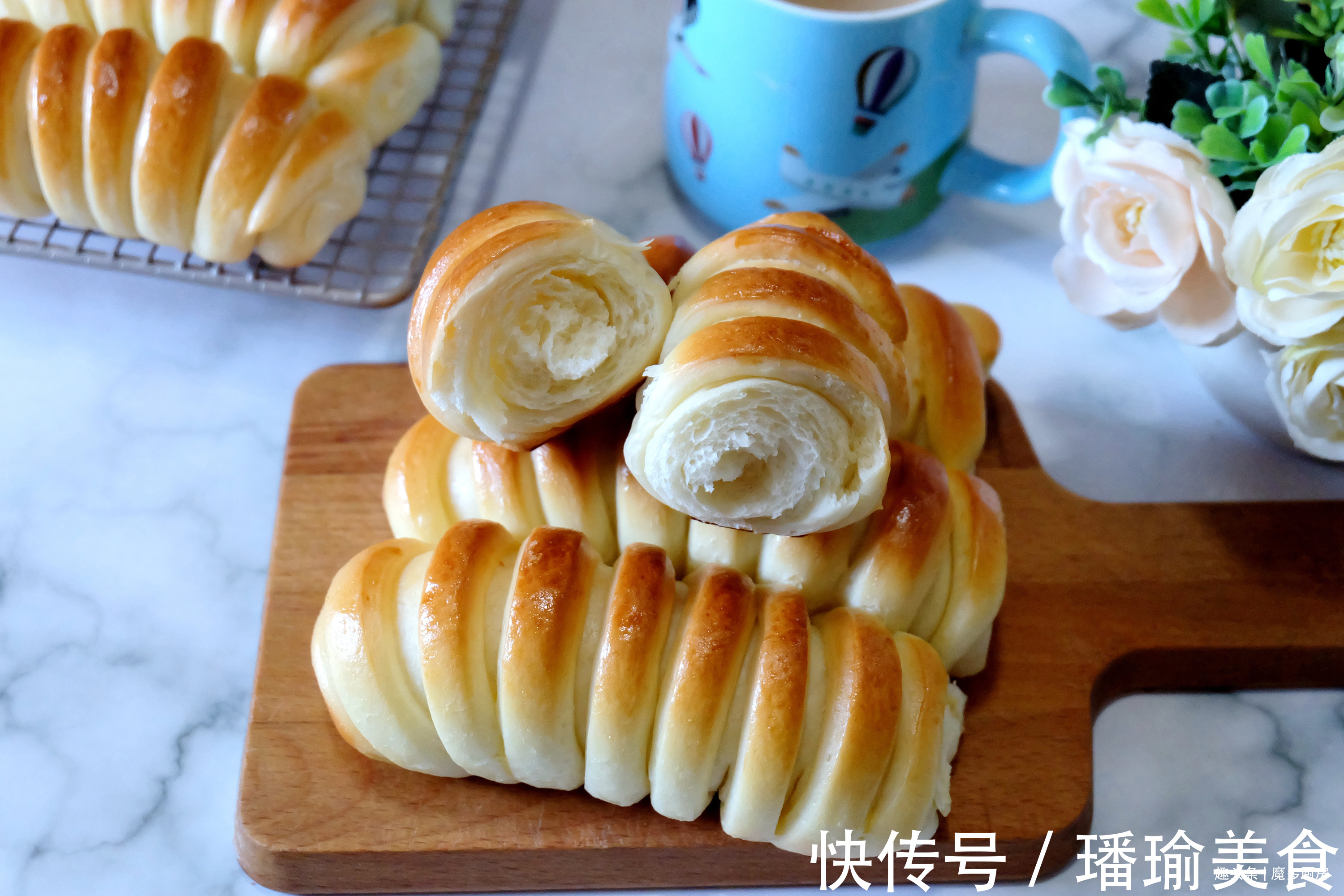 发酵|孩子要吃毛毛虫面包,时间短也能做,一次发酵无油低糖,香软拉丝
