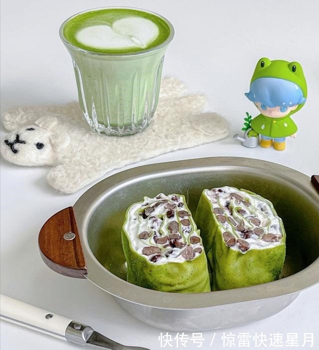 减脂甜品，吃不胖的，酸奶抹茶红豆毛巾卷！