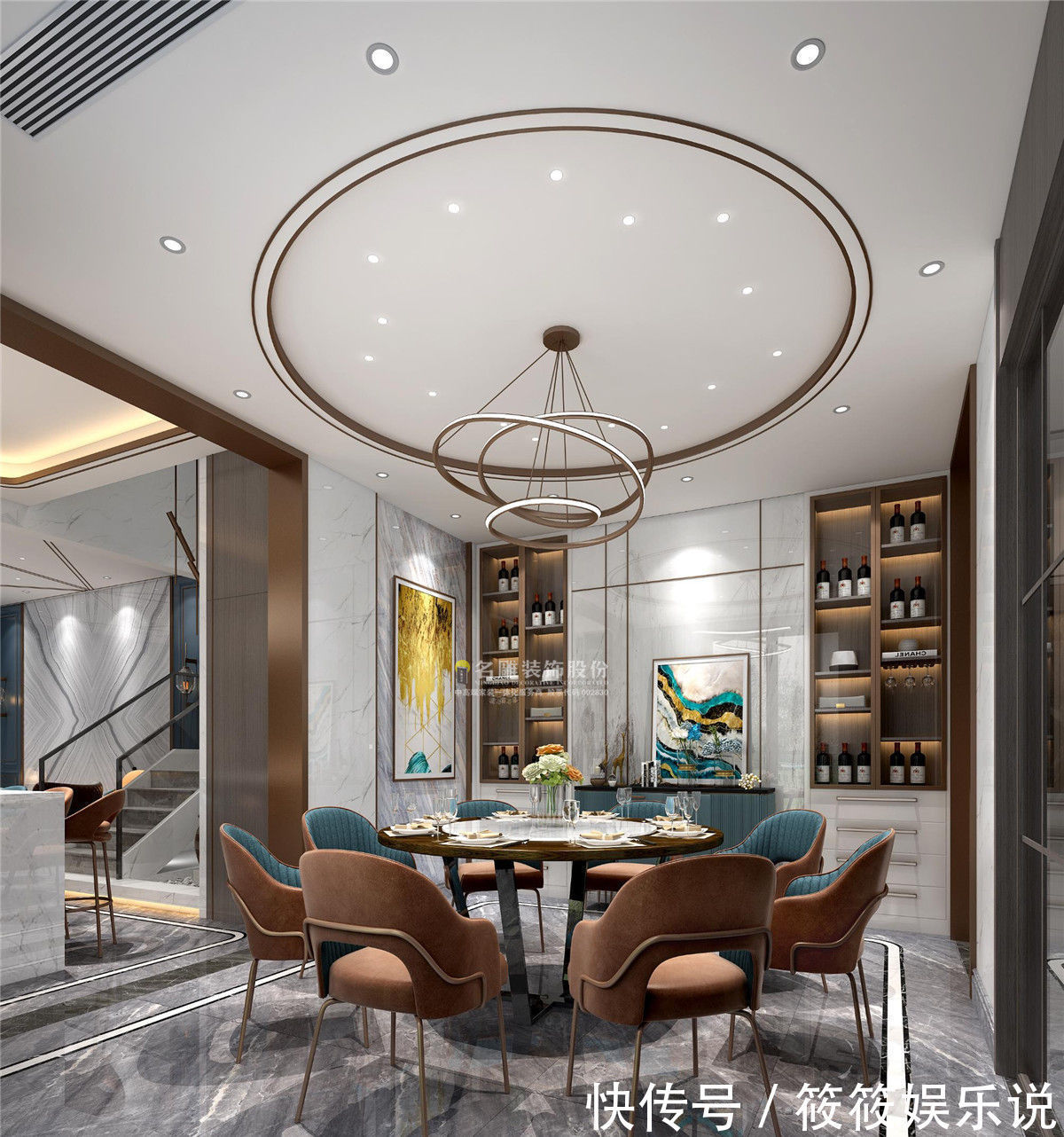 空间|188㎡现代风,设计采用撞色设计,让空间不再寡淡而更有张力