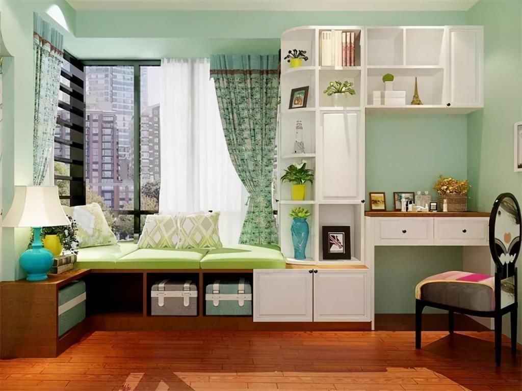 地柜|卧室飘窗空间别再浪费了,这样设计衣柜、书桌都有了,2平当4平用