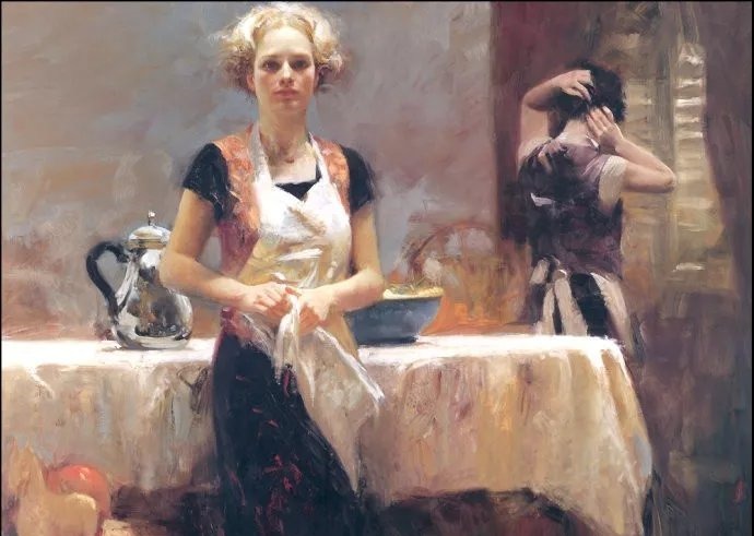 人物#皮诺德埃尼的油画人物，色彩斑斓，动静结合，光彩照人