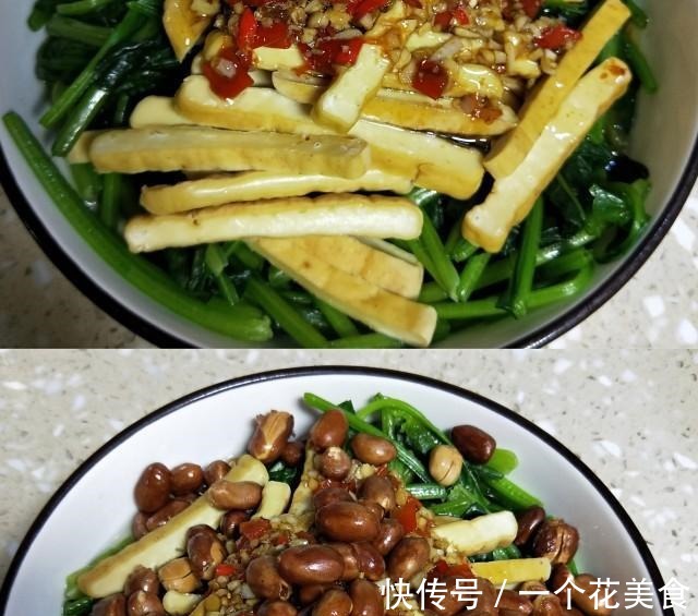 花生米|菠菜拌豆干,夏季凉拌菜,清爽又开胃!