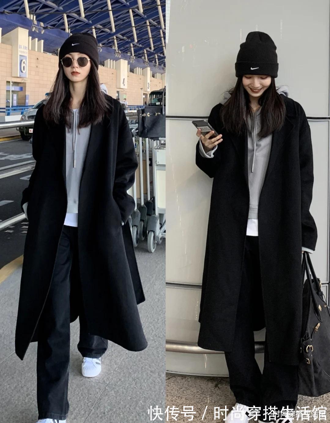 黑大衣|一件黑大衣=N种搭配,可盐可甜,又美又飒,冬天这样穿更美
