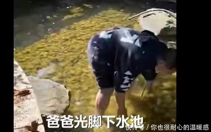 打碎|这才是榜样！2岁宝宝打碎玻璃瓶，爸爸赤脚下水捞玻璃渣，生怕碎片扎伤人