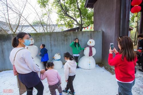 屋檐、地面雪白一片，大朵“雪花”从天而降，浙江宁波下雪了