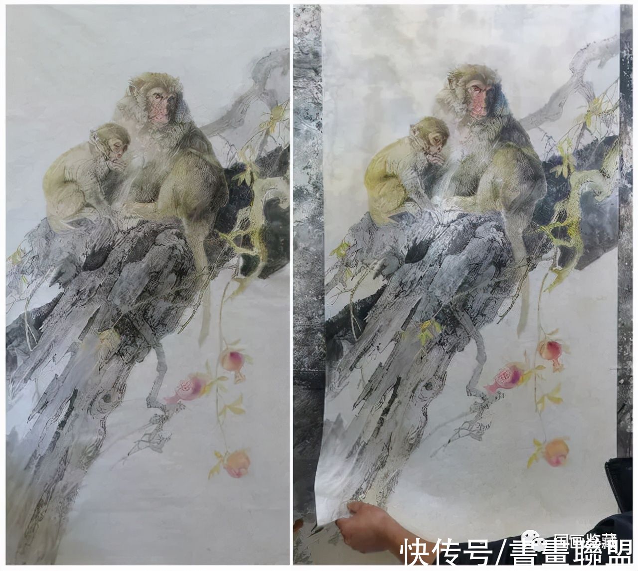 电吹风！国画工笔画动物猴子绘画技法步骤解析，惟妙惟肖的工笔猴画欣赏