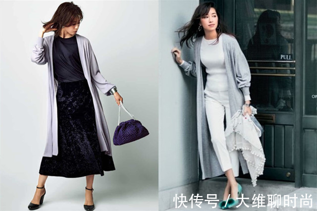搭配|秋天的第一件时装，少不了针织长开衫，40+女人穿了显瘦又百搭