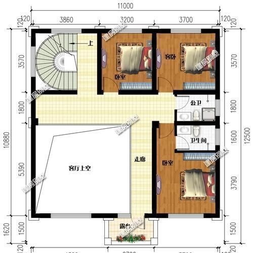别墅|11×11米,建房尺寸相同的两栋别墅,带挑空客厅均很大气