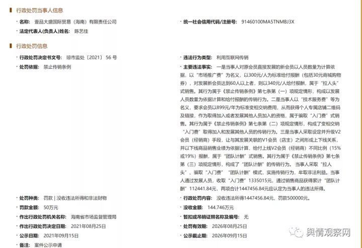 传销|“壹品大盛”利用互联网传销被罚没近200万元:跨境电商为何帮上网络传销?