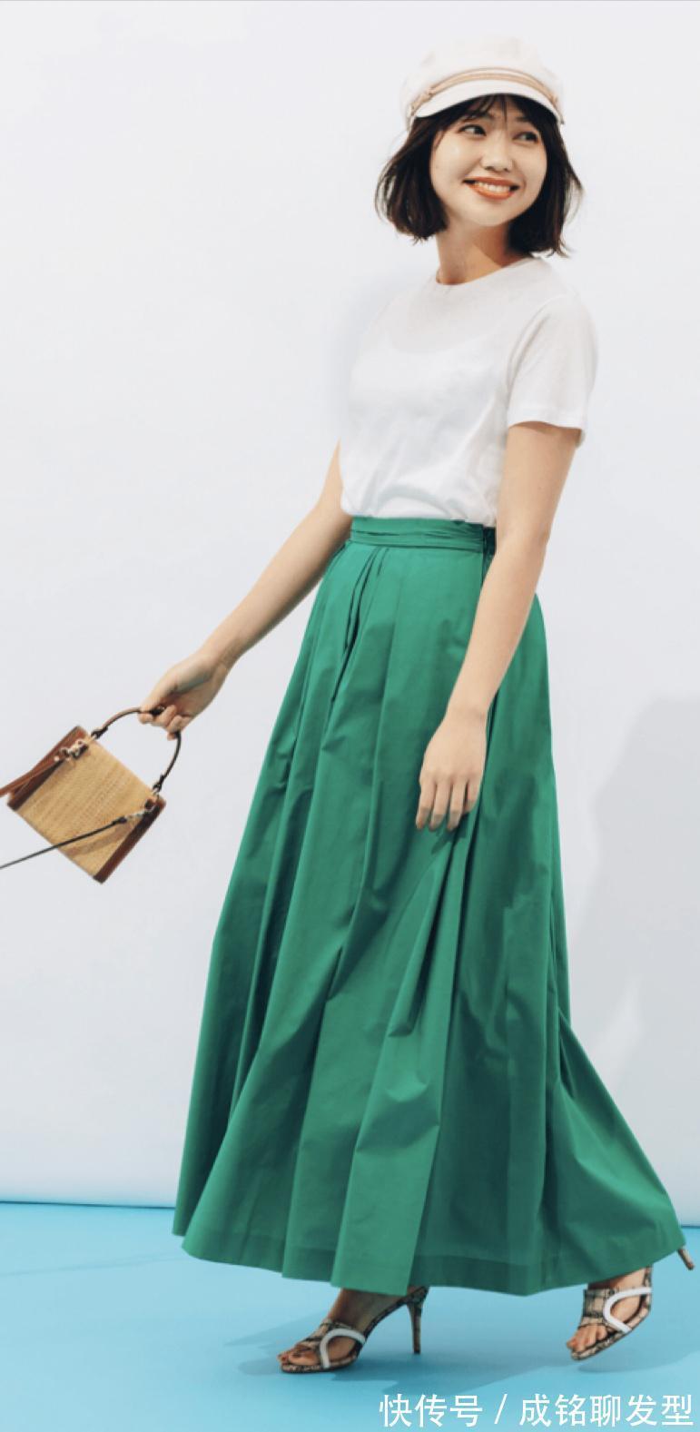 时尚|夏装要简单更要时尚,试试“T恤+半身裙”衣搭,清新随意还显瘦