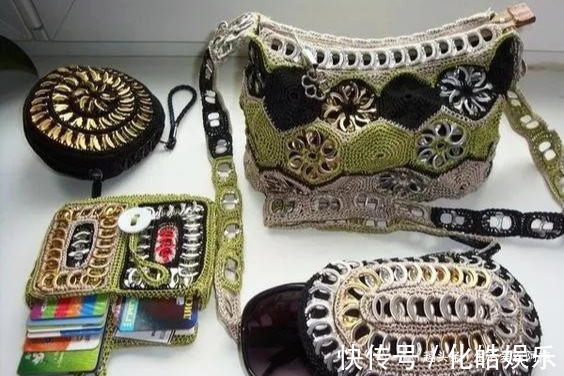 在易拉罐拉环上编织，钩成的包包耐看耐用！DIY变废为宝附教程