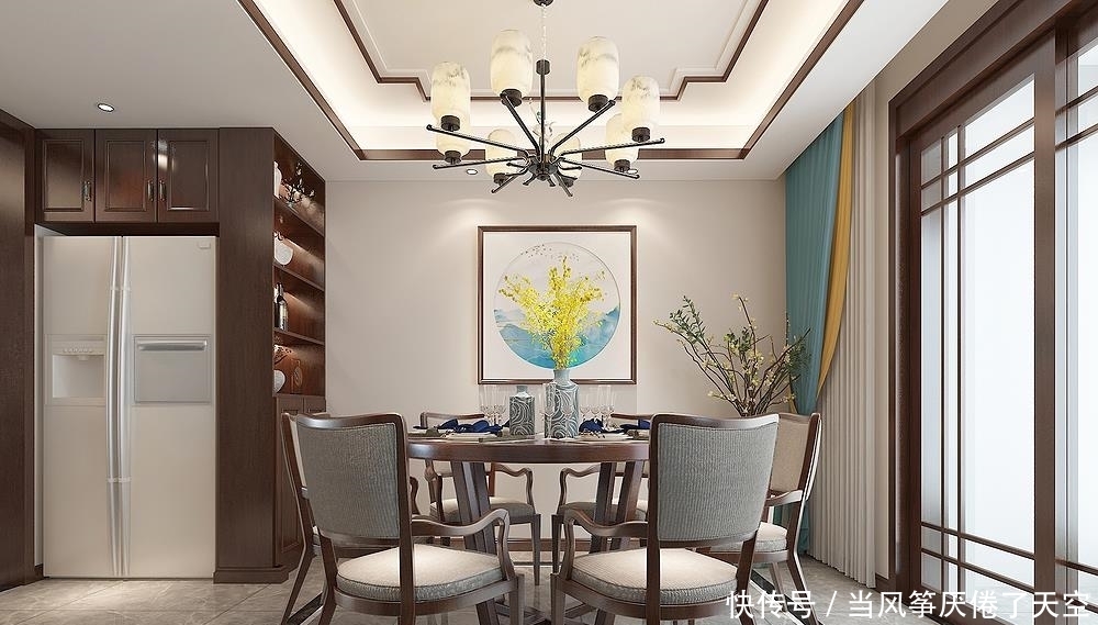 山水画|他家的中式风太好看了,入户玄关的圆形造型,很有中式意韵和品味