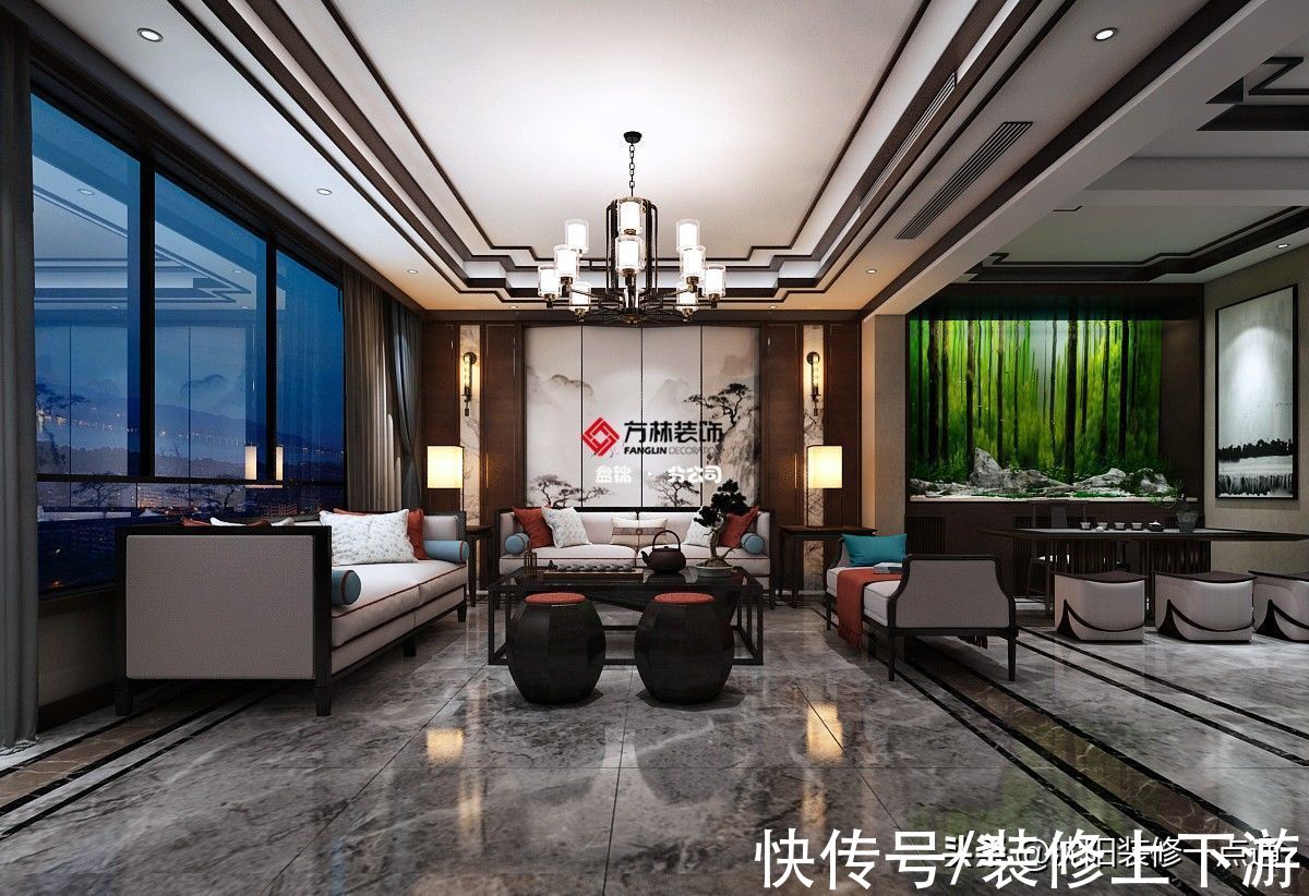 新中式|盘锦300平别墅装修案例新中式