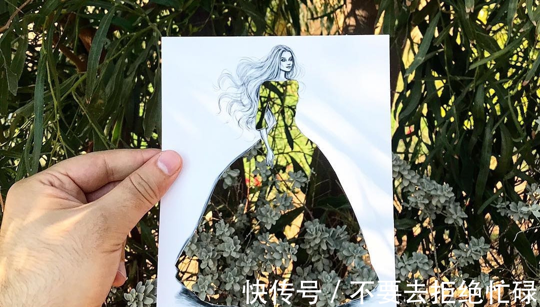 shamekh#这个插画师有点“懒”,他画画只画一半,其余都是用水果来替代