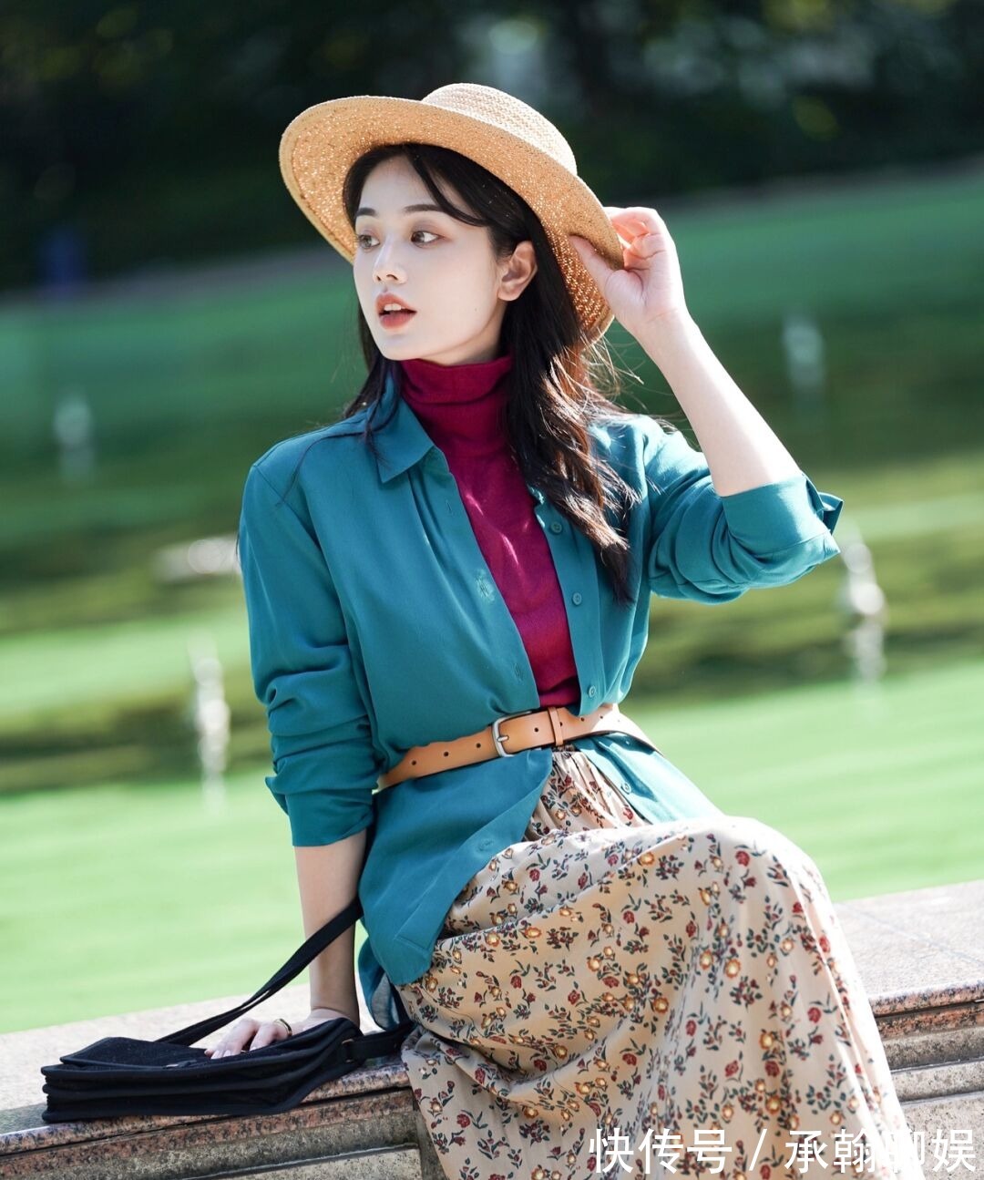 女神|女神博主绿色衣服单品穿搭，居然能搭配得那么好看，优雅又显白