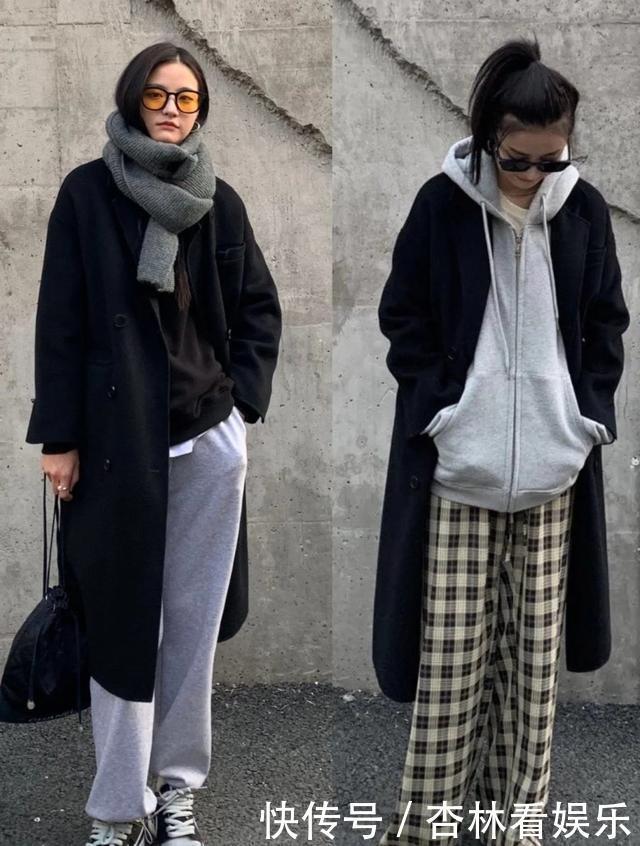 大衣在配不在多,学韩国博主一衣多穿,一件黑大衣一周穿搭不重复