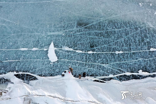 赛里木湖绝美冰泡引游客争睹奇观