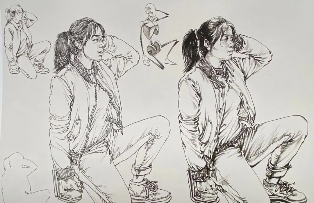 衣褶$你画的蹲姿动态速写是不是很容易“扑街”?