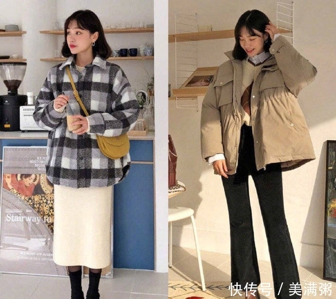 温柔有气质冬季穿搭,格纹上衣搭配直筒裤显女人味,做个精致女生