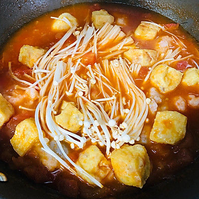 番茄金针菇虾滑汤