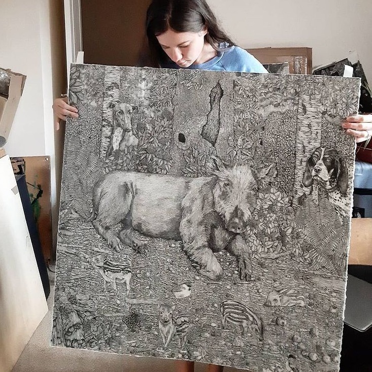 她的手#全球最抠女画家,用针管笔惊艳世界,这细节和线条让人惊叹不已!