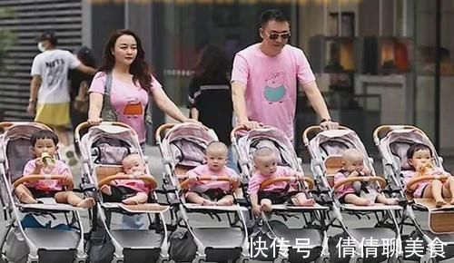 夫妻俩|头胎生双胎,二胎又喜得四胎,夫妻俩带6娃逛街造就独特风景线