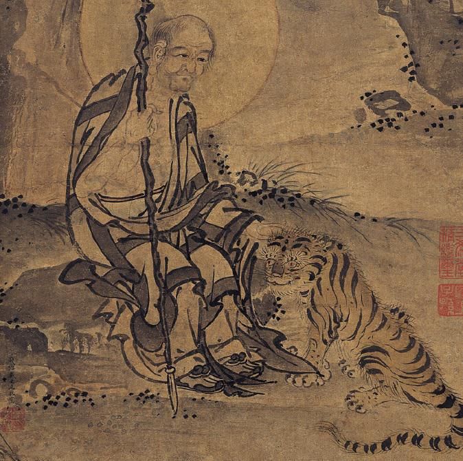  年前|700年前的古画，疑似出现穿越中的老虎，画中老人表情更奇怪