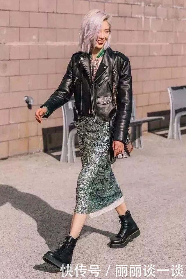 马丁靴的30个穿搭示范，可甜可盐，时髦炸了！
