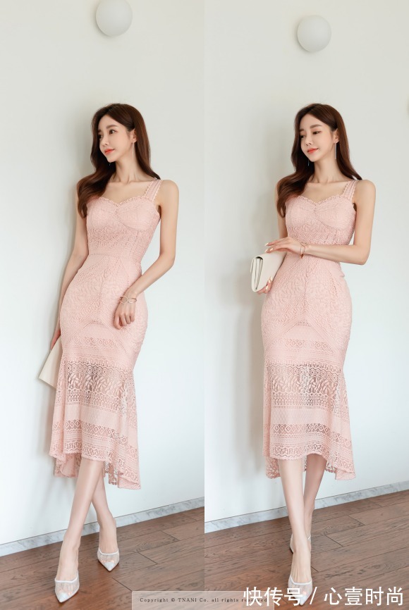 孙允珠|女神孙允珠高清时尚搭配:娇杏甜酒层叠网纱盛夏鱼尾裙