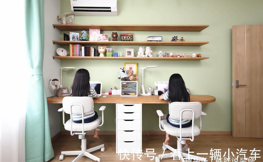 玄关柜|去客厅化有多爽?摒弃电视墙打造整面书柜,双胞胎女儿房也是亮点