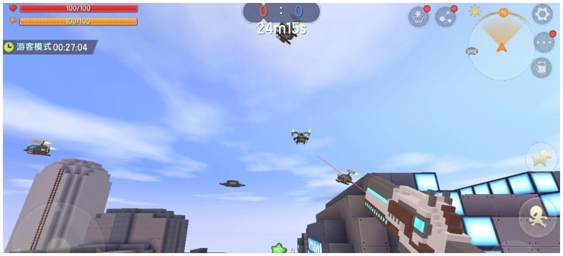 游戏|《迷你世界》外星战场：化身士兵打飞碟，高空掉落很有趣
