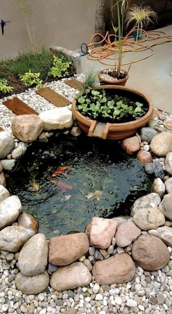 水景|如果你也拥有一个院子，面积再小也要做个水景，潺潺流水潇洒惬意