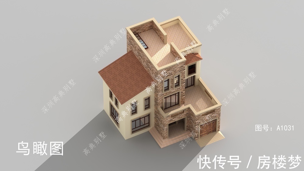 欧式别墅|这款三层欧式别墅，外观简洁大方，室内实用，适合农村自建。