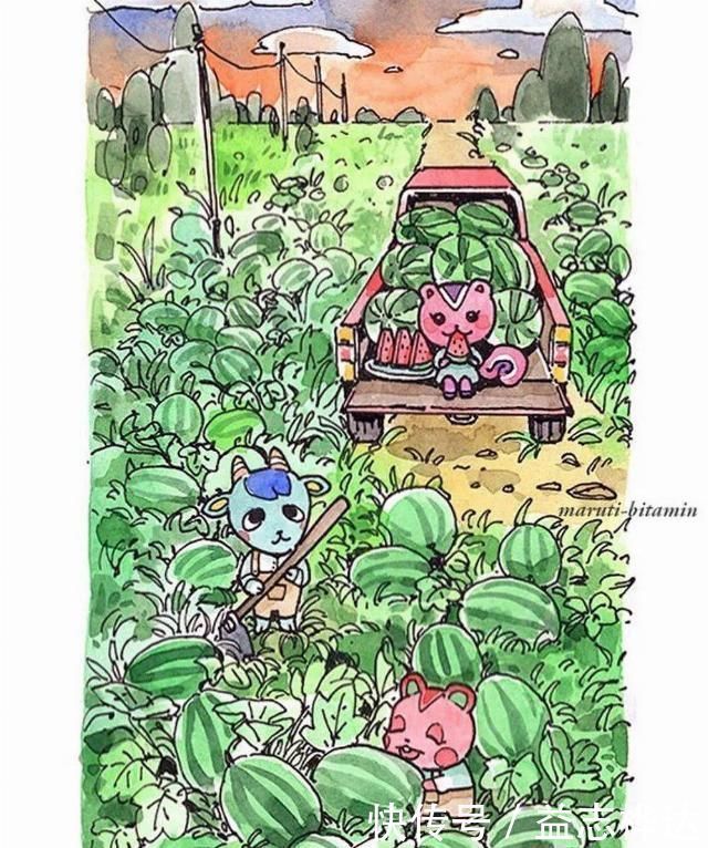 插画$哇马克笔画出水彩般效果,装饰感太强了,简单又漂亮,收藏