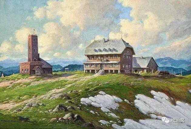 油画$德国画家Karl Hauptmann风景油画作品，用画笔见证美丽的雪景。