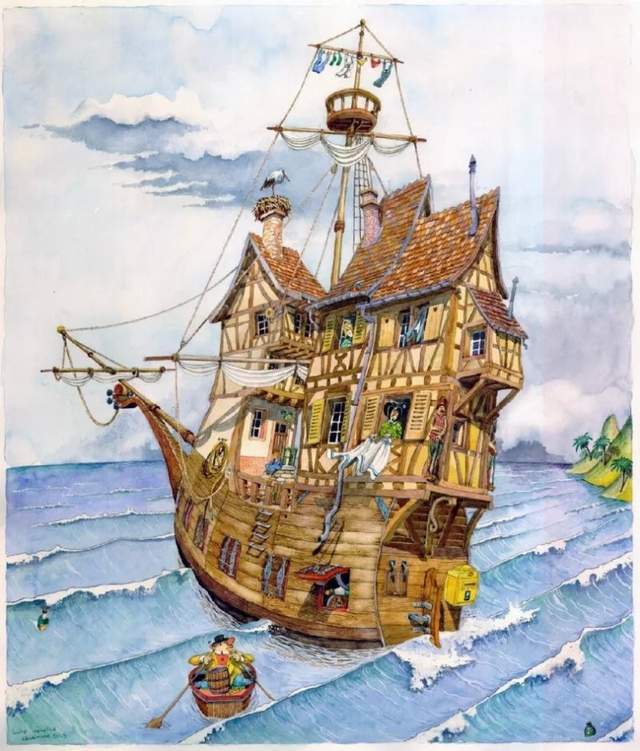 水彩&颇有想象力的插画:童话故事般的建筑水彩