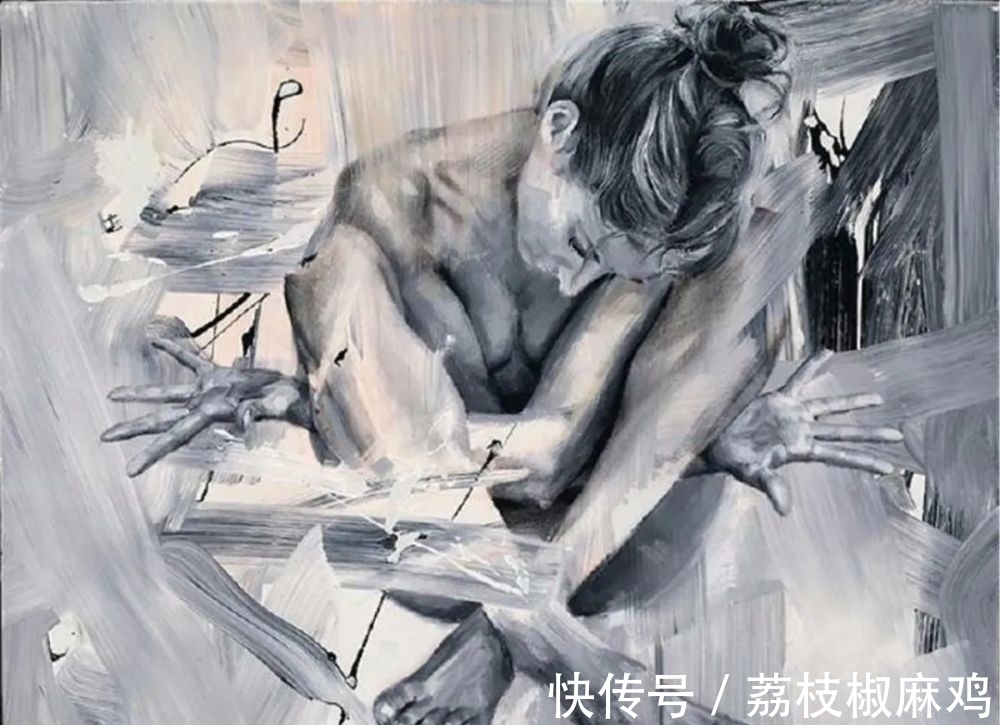 笔触$粗犷的笔触诠释女人另类的柔美与性感,让视觉炸裂的大触油画神作