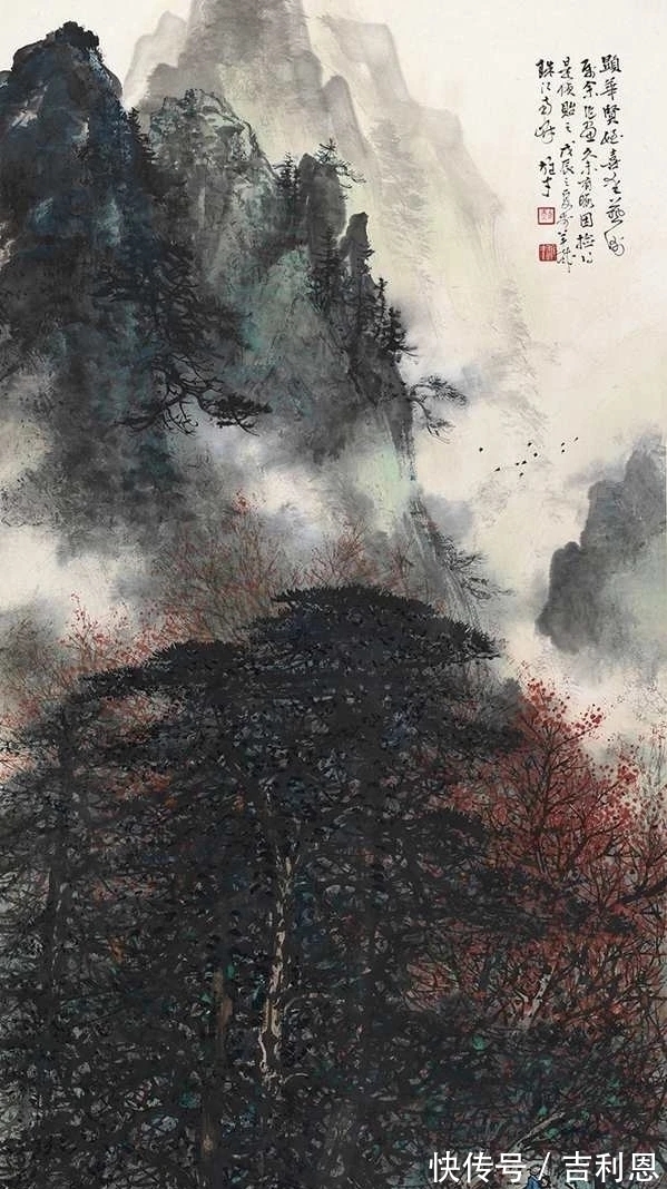 白云生!霜叶红于二月花|黎雄才秋景山水画,美不胜收,美轮美奂!