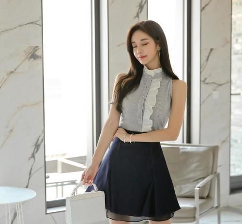  无袖|美女穿搭：透丽朦胧无袖裙，职场气息十足，女神气场来袭