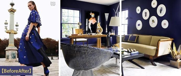 共存|海军蓝,复古与时尚并行的艺术画,简约的浪漫同经典共存