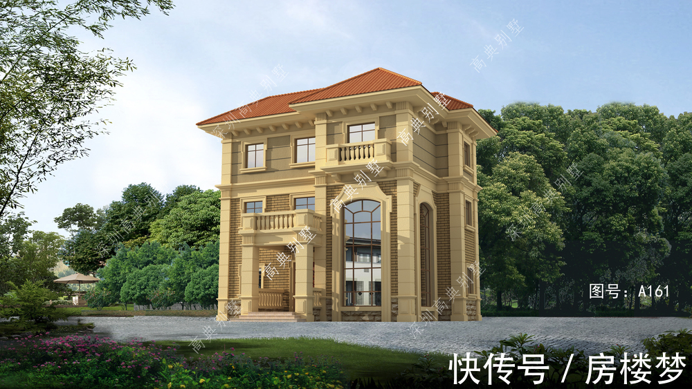 别墅|欧式三层别墅,户型简单大方,施工方便,适合农村建房。