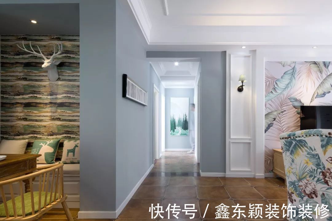 森系|107平的美式风三居室,好喜欢这款森系电视背景墙