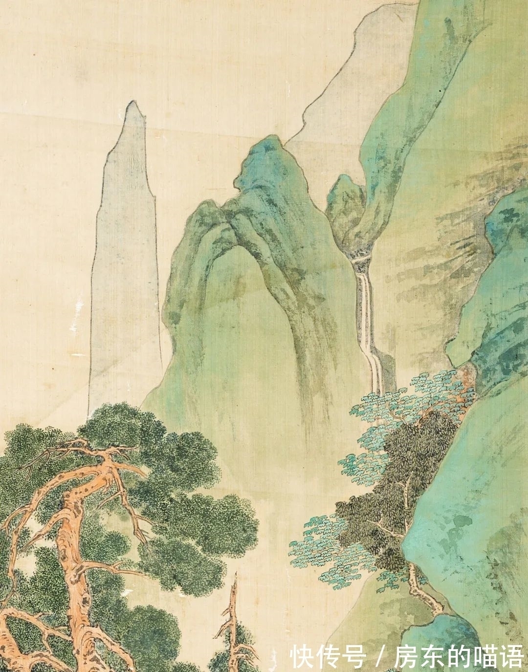 大千!极目苍穹 超以象外:张大千青绿山水杰构《李检法定林萧散图》