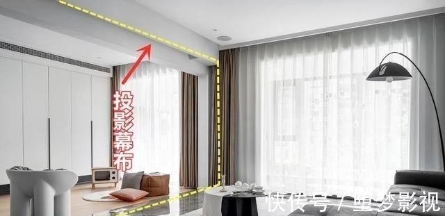 欧松板|打掉客厅与书房隔墙,壁挂悬浮电视墙做隔断,实现功能区互通共享