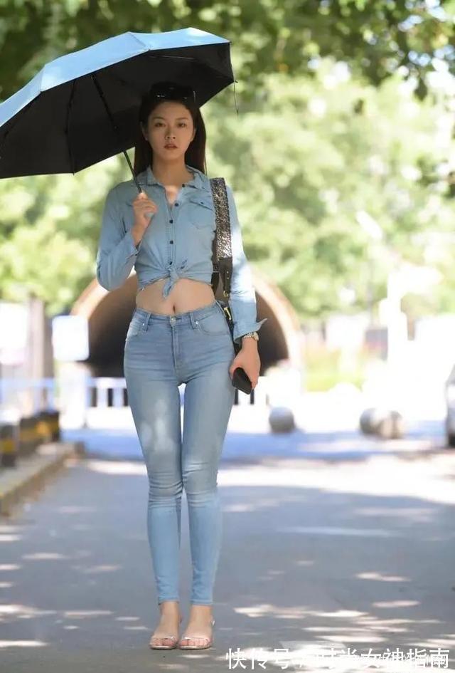 牛仔裤 宽松牛仔衬衣束腰搭配高腰牛仔裤,分分钟展现宽胯细腰身材!