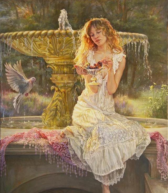 海伦·贝兰德#加拿大女艺术家现实主义人体油画,细腻逼真,引人遐思