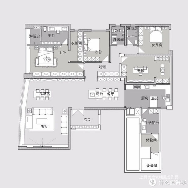 大平层|235㎡江景大宅，装成轻奢新中式风，单一个生活阳台就把我迷住了