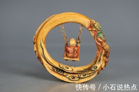 童子$老牙彩绘童子摆件,牙料细腻