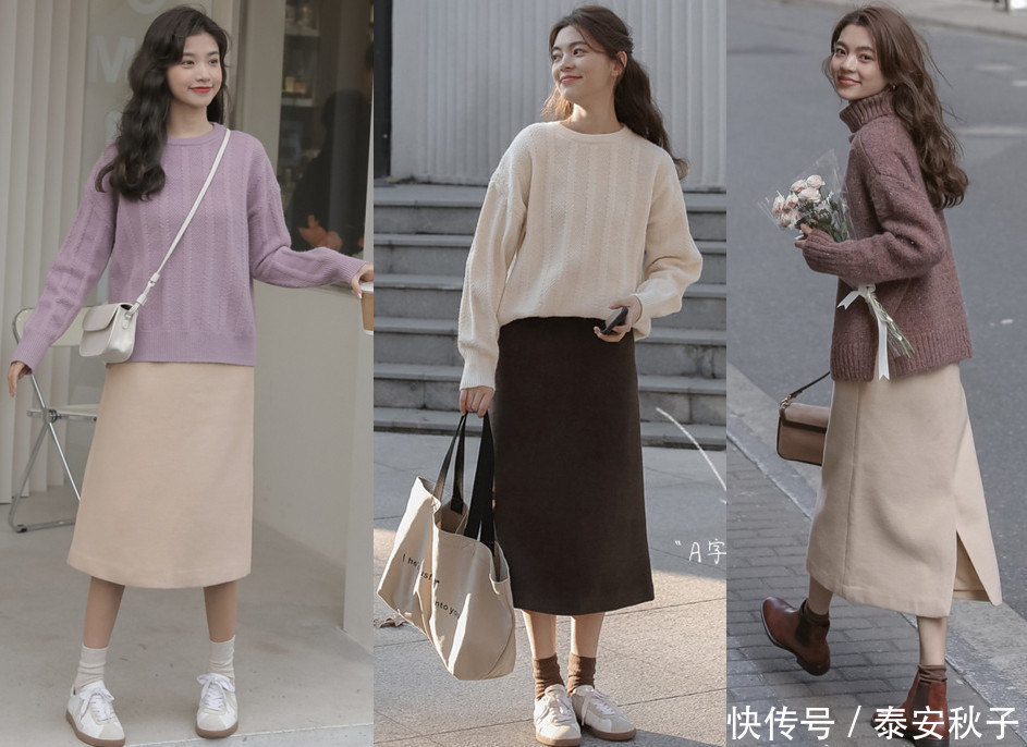 早春火了的“毛衫+半身裙”穿搭:简单日常、也能雅致迷人!